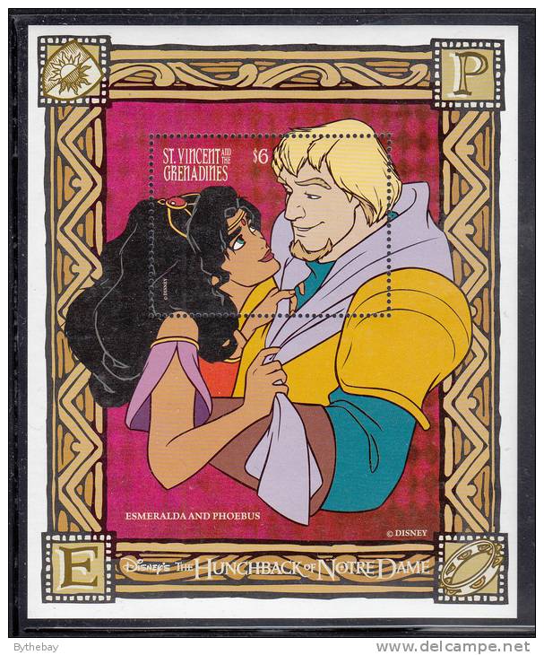 St. Vincent MNH Scott #2328 Souvenir Sheet $6 Esmeralda, Phoebus - Disney´s Hunchback Of Notre Dame - Disney