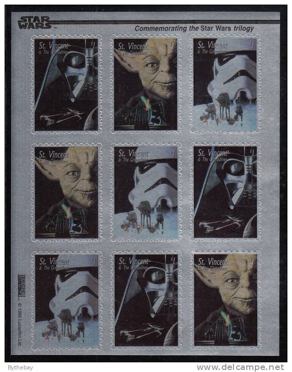 St. Vincent MNH Scott #2270-#2272 Sheet Of 9 $1 Darth Vader, Storm Trooper, Yoda - Star Wars Trilogy - St.Vincent (1979-...)