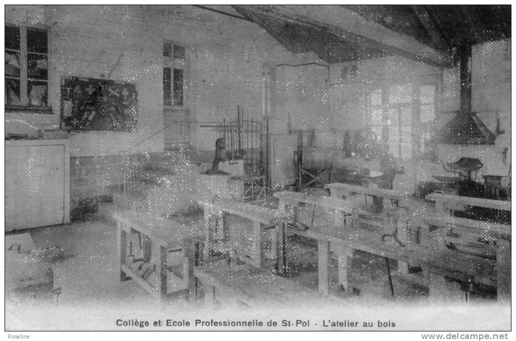 62  SAINT POL SUR TERNOISE   PAS DE CALAIS  -  COLLEGE  ATELIER  AU  BOIS  -  CPA  N/B  9x14 - Saint Pol Sur Ternoise