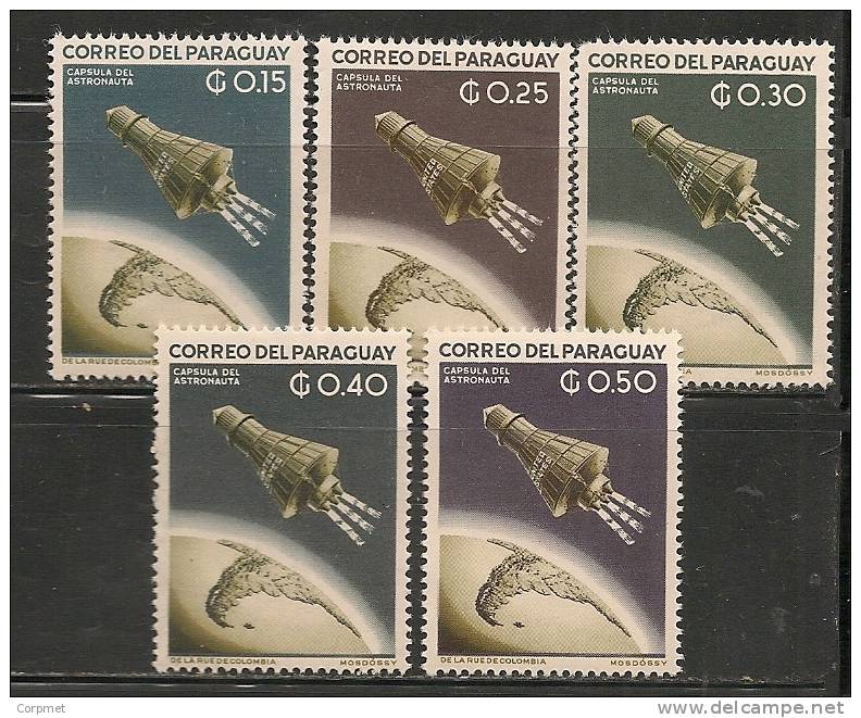 SPACE - SATELLITES  - ASTRONAUT GLENN Et CARPENTIER - PARAGUAY - 1962 Yvert # 693/7 - MINT NH - Amérique Du Sud