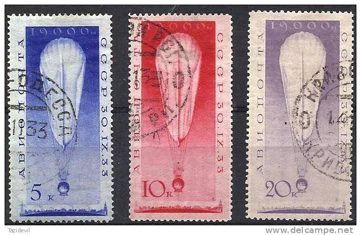 RUSSIA - 1933 Balloon Set Of 3. Scott C37-9. Used - Used Stamps