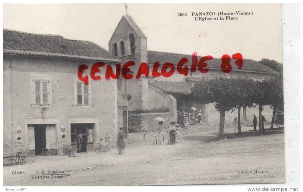 87 - PANAZOL -  L' EGLISE ET LA PLACE - EDITEUR MASSIAS - CLICHE BOUDEAU  ST PRIEST TAURION-PLAQUE EMAILLEE KUB - Panazol