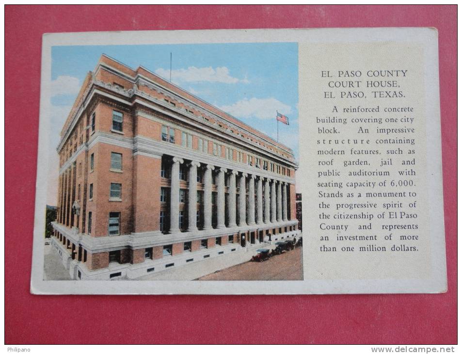 - Texas > El Paso -   County Court House Not Mailed   Ref 891 - El Paso