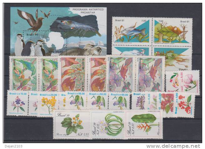 Brazil Fauna,flora 9 Complete Series And Mini Sheet MNH ** - Ungebraucht