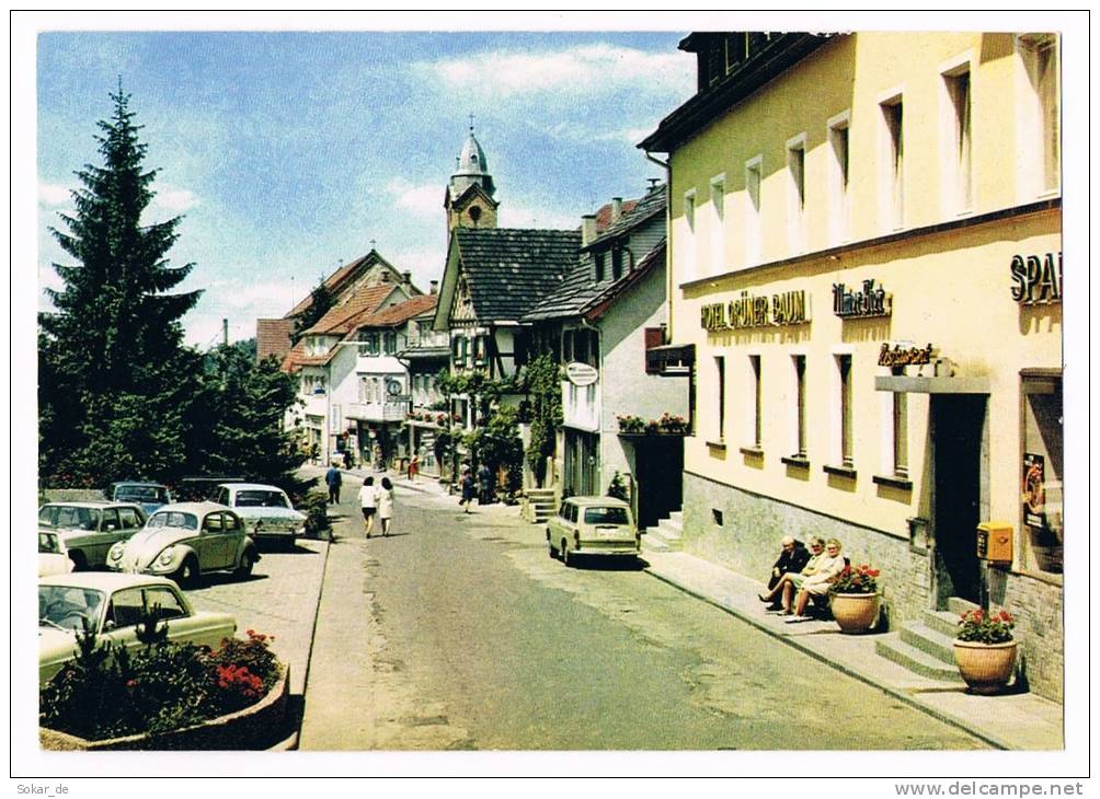 AK Bühlertal, Kreis Rastatt, Schwarzwald, Baden-Württemberg, Hotel "Grüner Baum", Automobile VW-Käfer Autos Oldtimer - Buehlertal