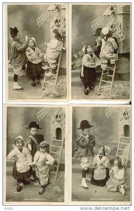 Serie De 12 Photo Cartes  Oeufs De Paques Moulin  Enfants  Enfant - Sammlungen, Lose & Serien