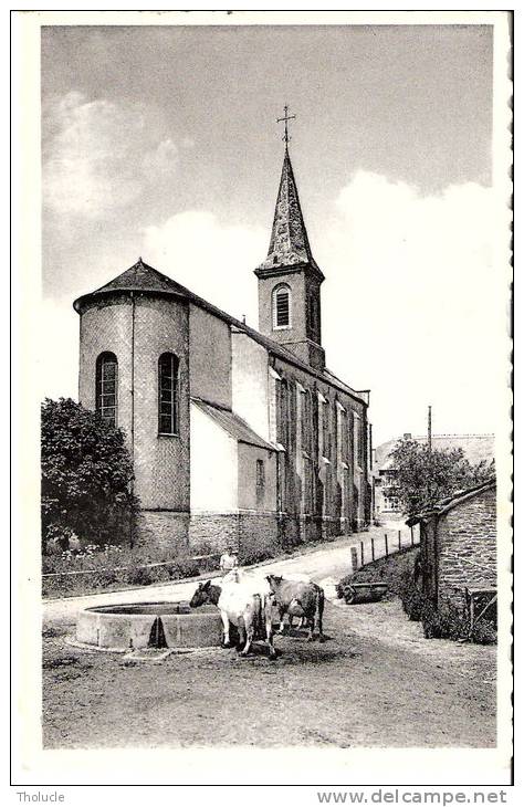 Petit-Fays (Monceau-en-Ardenne-Bièvre)+/-1940- Eglise-Vaches à L'Abreuvoir-Ed. Hôtel De La Vallée-J.Robinet-Grandjean" - Bievre