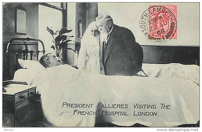 Themes Div-ref E327-president Fallieres Visiting The French Hospital -london -londres - Carte Bon Etat    - - Personnages