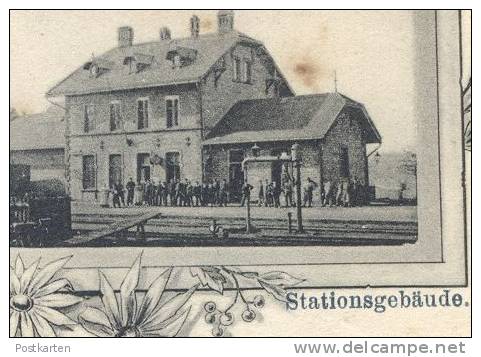 ALTE POSTKARTE GRUSS VOM BAHNHOF SIMMERN STATIONSGEBÄUDE Dampflok Waggons Zug Station Gare Train Railway Eisenbahn Cpa - Simmern