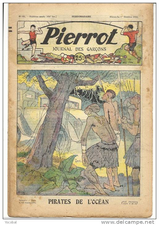 Revue, Pierrot - N°40 - 1er/10/1933 -  Pirates De L'Océan- Frais De Port France : &euro; 1.60 - Autres & Non Classés