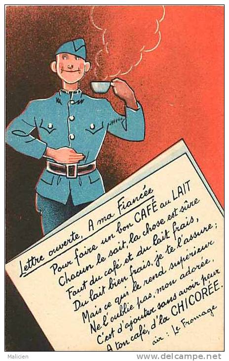 Themes Div-ref E303-publicité La Chicorée - Pour Faire Un Bon Café Au Lait   -carte Bon Etat  - - Publicité