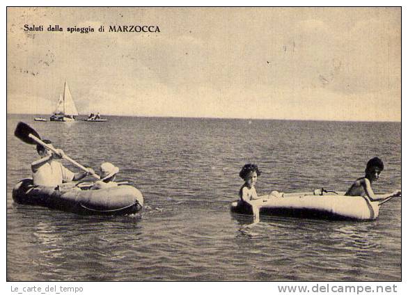 Cartolina Saluti Dalla Spiaggia Di MARZOCCA (Senigallia) 1954 - Senigallia