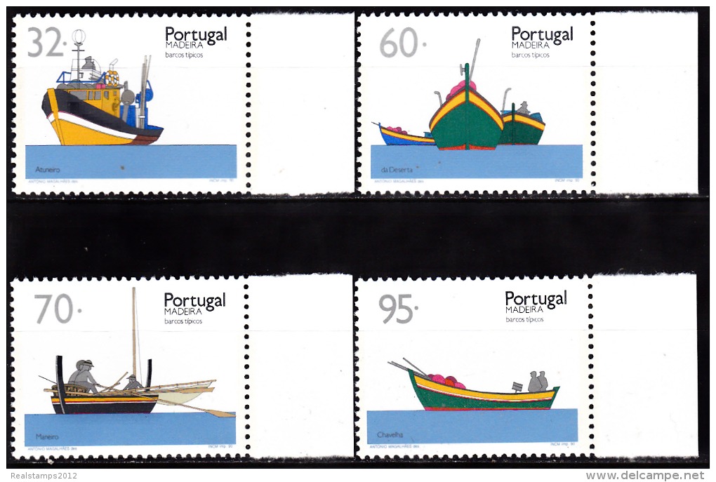 PORTUGAL - 1990,  Barcos Típicos Da Madeira  (1.º Grupo) ( Série, 4 Valores )  ** MNH  MUNDIFIL  Nº 1957/0 - Neufs