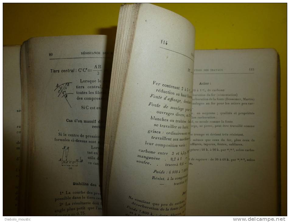 FORMULAIRE Math Et Technique  1910  Trés Pratique Pour Conducteurs De Travaux Chefs De Chantier, Chef D'Equipe Du B.T.P - Knutselen / Techniek