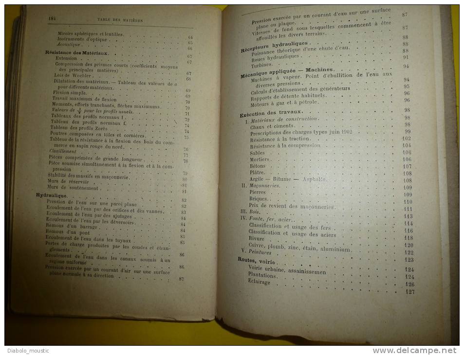 FORMULAIRE math et technique  1910  trés pratique pour Conducteurs de Travaux Chefs de Chantier, Chef d'Equipe du B.T.P