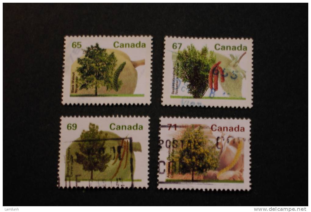 Canada 1666-69 Trees Gvavenstein Apple Black Walnut Beaked Hazelnut Shagbark Hickory Cancelled 1991-98 A04s - Usados