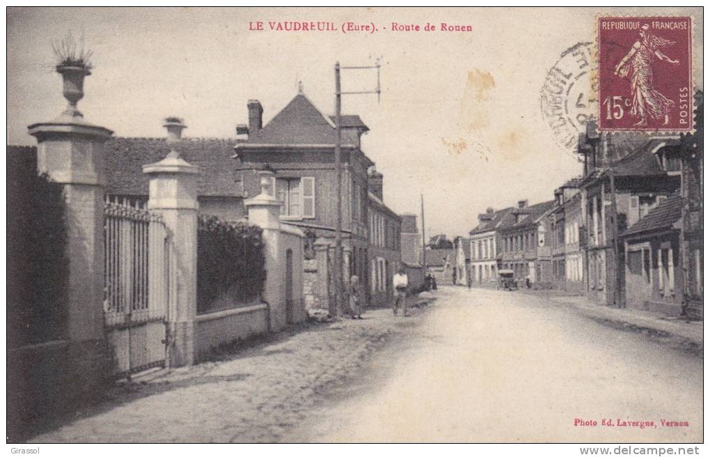 CPA LE VAUDREUIL EURE ROUTE DE ROUEN 1932 - Le Vaudreuil