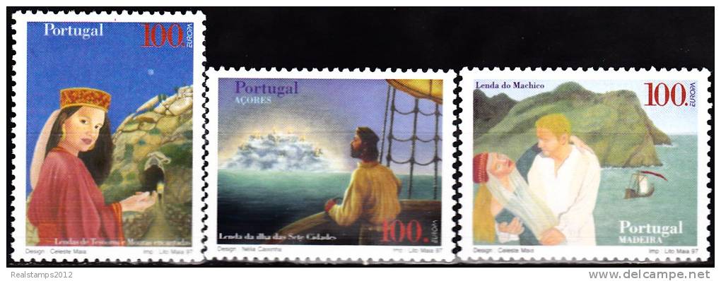 PORTUGAL - 1997,  Europa - Lendas ( Série, 3 Valores )   ** MNH  MUNDIFIL  Nº 2413/15 - Unused Stamps