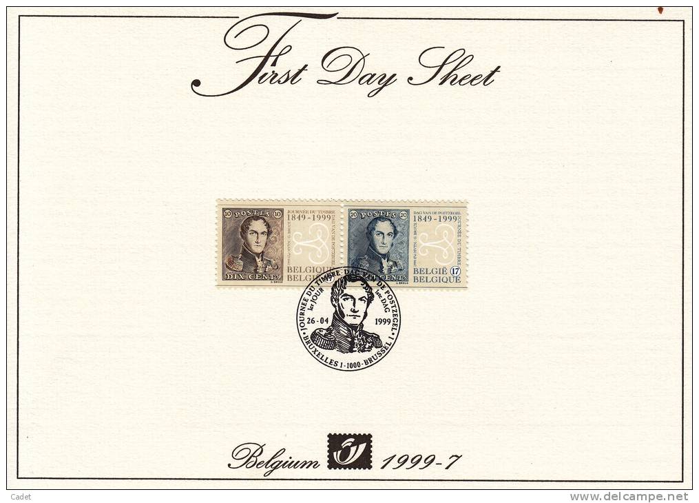 First Day Sheet : F.D.S. Journée Du Timbre. 150 Ans De Timbres Poste Belges. - Postkantoorfolders