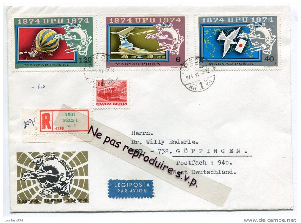 - Cover Recommandé - 4 Stamps - PÉCS, 1973,  Adressé À GÖPPINGEN, West Deutschland, From UNGARN, TBE, Scans. - Lettres & Documents