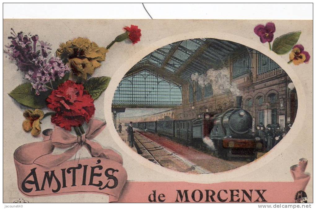 Morcenx 40 Amitiés Carte Ecrite De Morcenx Train En Gare - Morcenx