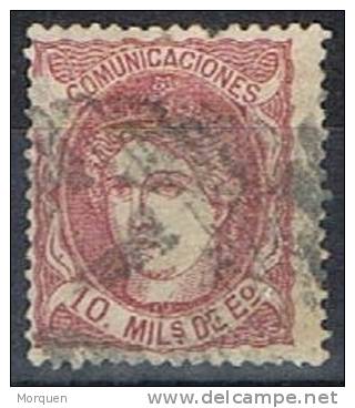 Sello 10 Mils Alegoria 1870, Parrilla Numeral 1 De MADRID, Num 105a º - Used Stamps