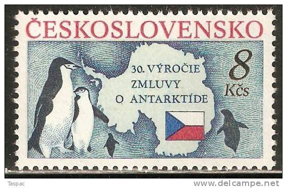 Czechoslovakia 1991 Mi# 3086 ** MNH - Antarctic Treaty, 30th Anniv. - Neufs