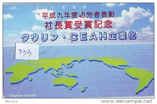 Télécarte Japon ESPACE (333) MAP * 110-144 *  GLOBE * SATELLITE * MAPPEMONDE * Telefonkarte Phonecard JAPAN * TERRESTRE - Espace