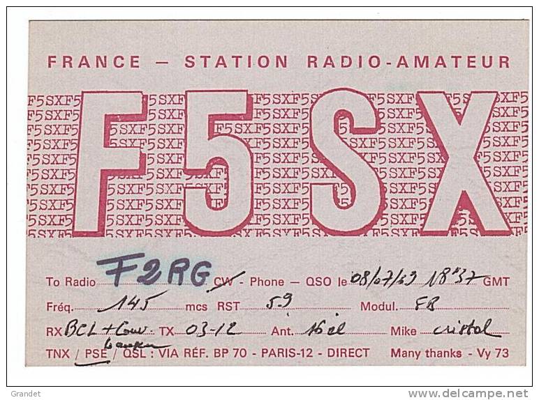CARTE RADIO QSL - PARIS - 12è - 1969. - Radio Amateur