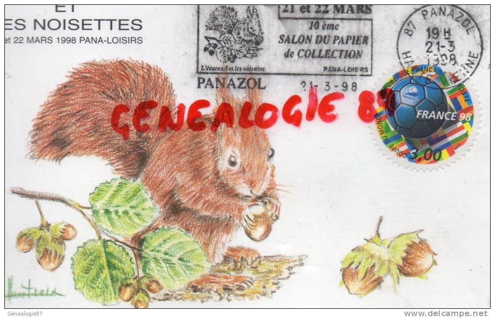 87 - PANAZOL -  L' ECUREUIL ET LES NOISETTES - MARS 1998- ILLUSTRATEUR VILLAUTREIX -18 EXPOSITION CARTES POSTALES - Panazol