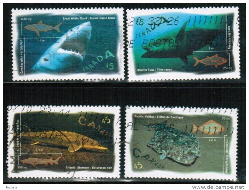 CANADA. 1997, USED # 1641-4,  OCEAN WATER FISH  USED - Oblitérés