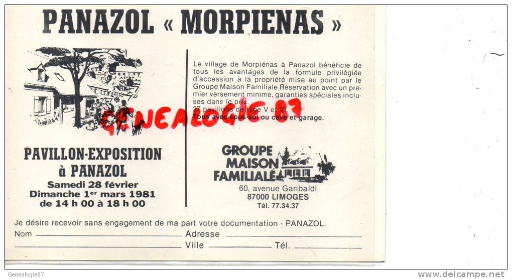 87 - PANAZOL - MORPIENAS- PAVILLON EXPOSITION -SAMEDI 28 FEVRIER 1981 - Panazol