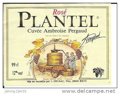 SKALLI - SETE - PLANTEL ROSE CUVEE AMBROISE PERGAUD 99cl ( étiquette De Vin  ) CETTE - Sete (Cette)