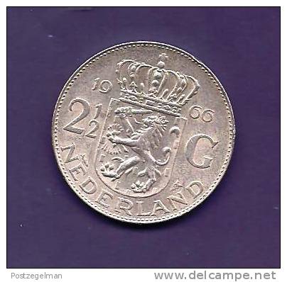 NEDERLAND 1966,  Circulated Coin, XF, 2 1/2 Gulden ,  0.720 Silver Juliana  Km185 C90.101 - Gold And Silver Coins