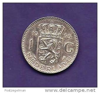 NEDERLAND 1955,  Circulated Coin, XF, 1 Gulden , 0.720 Silver, Juliana  Km184 C90.104 - Monete D'Oro E D'Argento