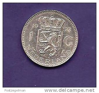 NEDERLAND 1956,  Circulated Coin, XF, 1 Gulden , 0.720 Silver, Juliana  Km184 C90.106 - Monedas En Oro Y Plata