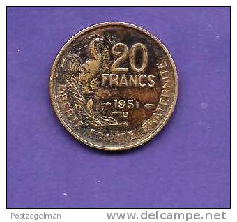 FRANCE 1951,  Circulated Coin VF, 20 Francs, Alu-bronze KM917.1, C90.163 - Other & Unclassified