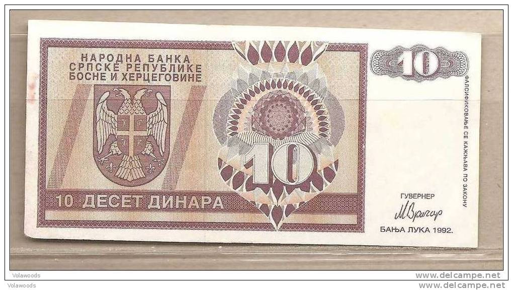 Rep. Serba Di Bosnia Erzegovina - Banconota Circolata Da 10 Dinari - 1992 - Bosnia And Herzegovina