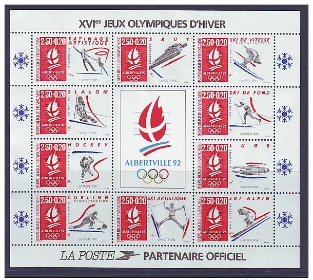 1992 Bloc BF 14 ** Neuf Albertville Jeux Olympiques D'Hiver - SOUS La Faciale 3.81 € - Nuovi