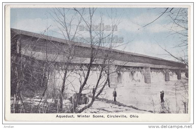CIRCLEVILLE OH - FROZEN AQUADUCT -c1910-20s Postcard -SCIOTE RIVER WINTER SCENE  [c3730] - Otros & Sin Clasificación