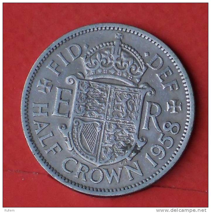 GREAT BRITAIN  1/2  CROWN  1958   KM# 907  -    (1848) - K. 1/2 Crown