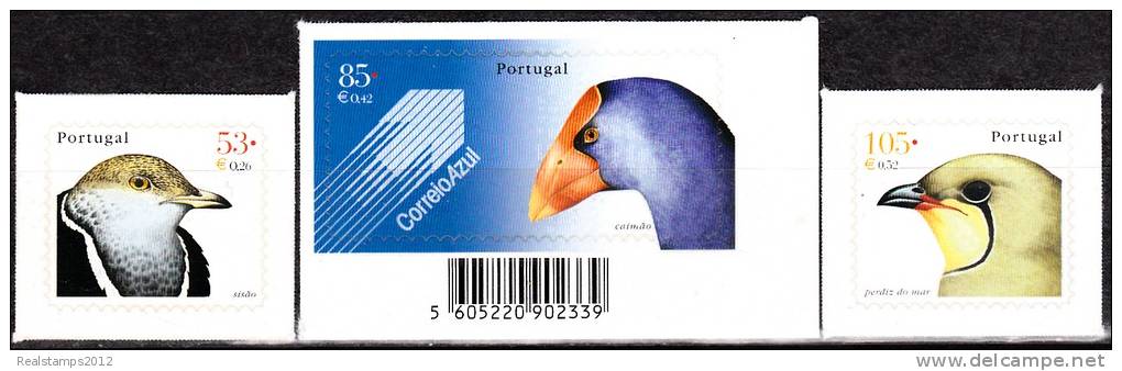 PORTUGAL-2001, Aves De Portugal. Emissão Base (2.º Grupo) Selos Adesivos (Série, 3 Valores)  ** MNH  MUNDIFIL  Nº 2753/5 - Ongebruikt