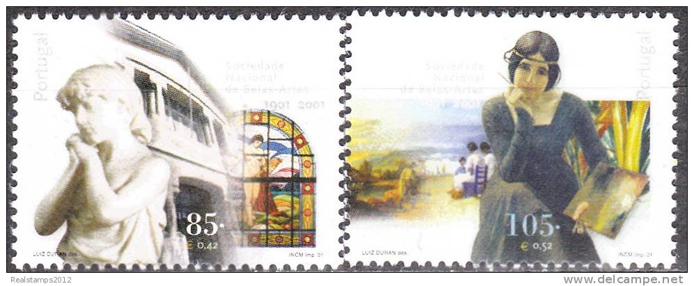 PORTUGAL - 2001,  100 Anos Da Sociedade Nacional De Belas-Artes  ( Série, 2 Valores )  ** MNH  MUNDIFIL  Nº 2765/6 - Nuevos