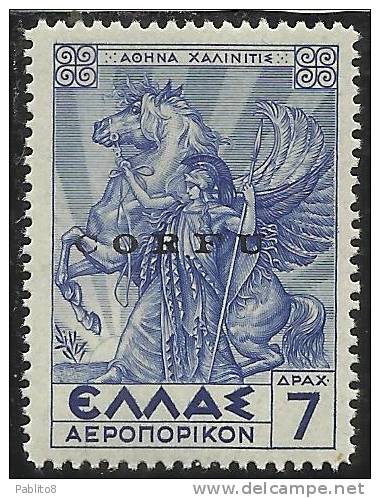 CORFU´ 1941  POSTA AEREA AIR MAIL SOPRASTAMPATO  DI GRECIA OVERPRINTED GREECE 7 DRACME MNH - Korfu