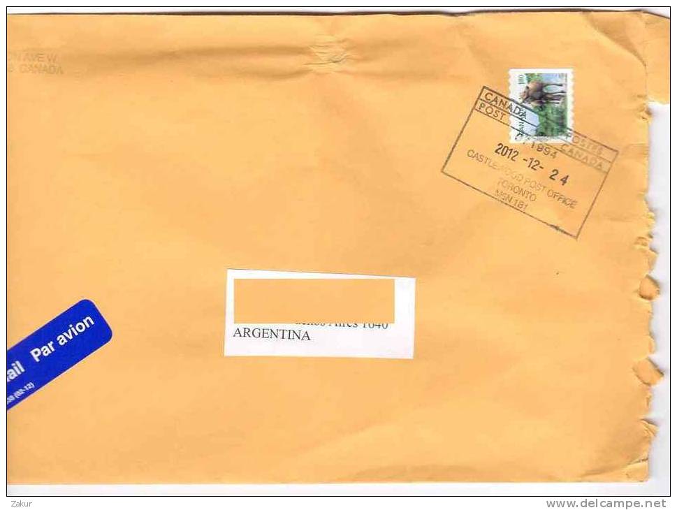 2012 Registered Cover From Canada To Argentina - Storia Postale