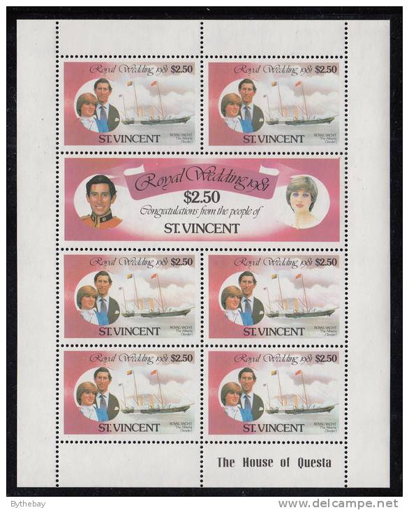 St. Vincent MNH Scott #629, #630 Sheet Of 7 $2.50 Royal Wedding - Charles And Diana - St.Vincent (1979-...)