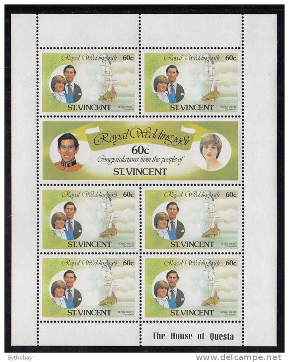 St. Vincent MNH Scott #627, #628 Sheet Of 7 60c Royal Wedding - Charles And Diana - St.Vincent (1979-...)