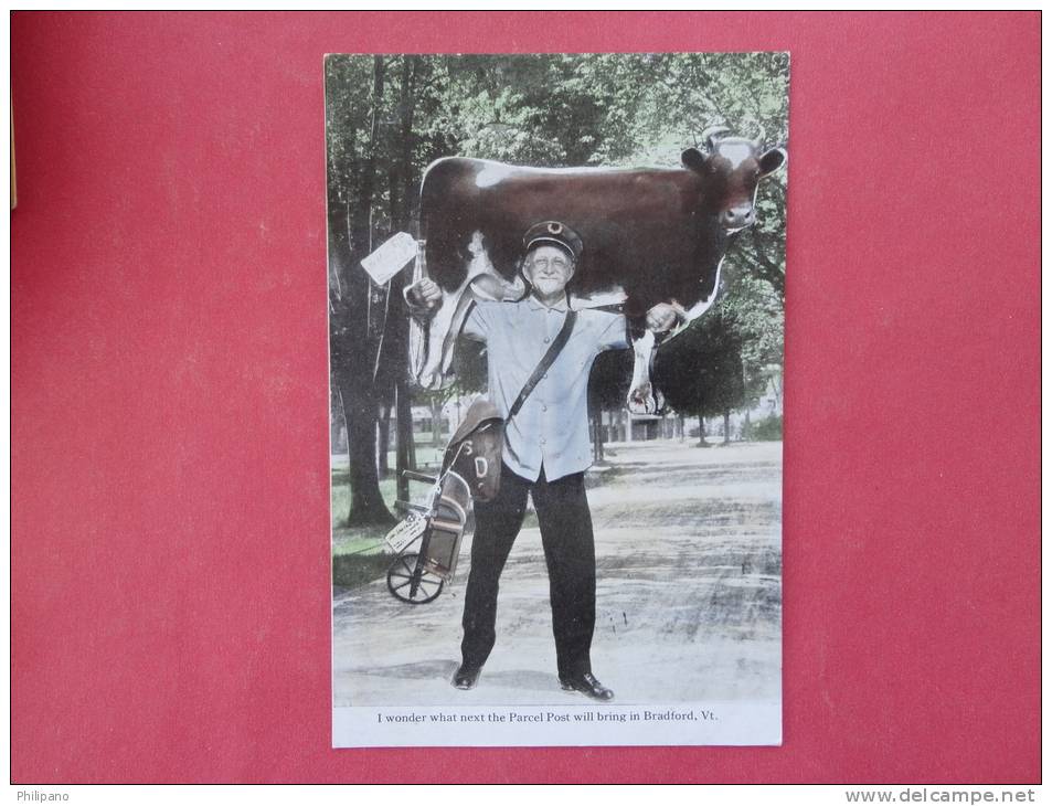 Parcel Post Man Brining Cow In Bradford Vt  Ca 1910 Not Mailed Ref 892 - Other & Unclassified