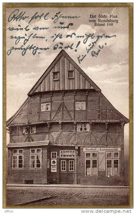 Gasthaus Zum Landsknecht Rendsburg 1910 Postcard - Rendsburg