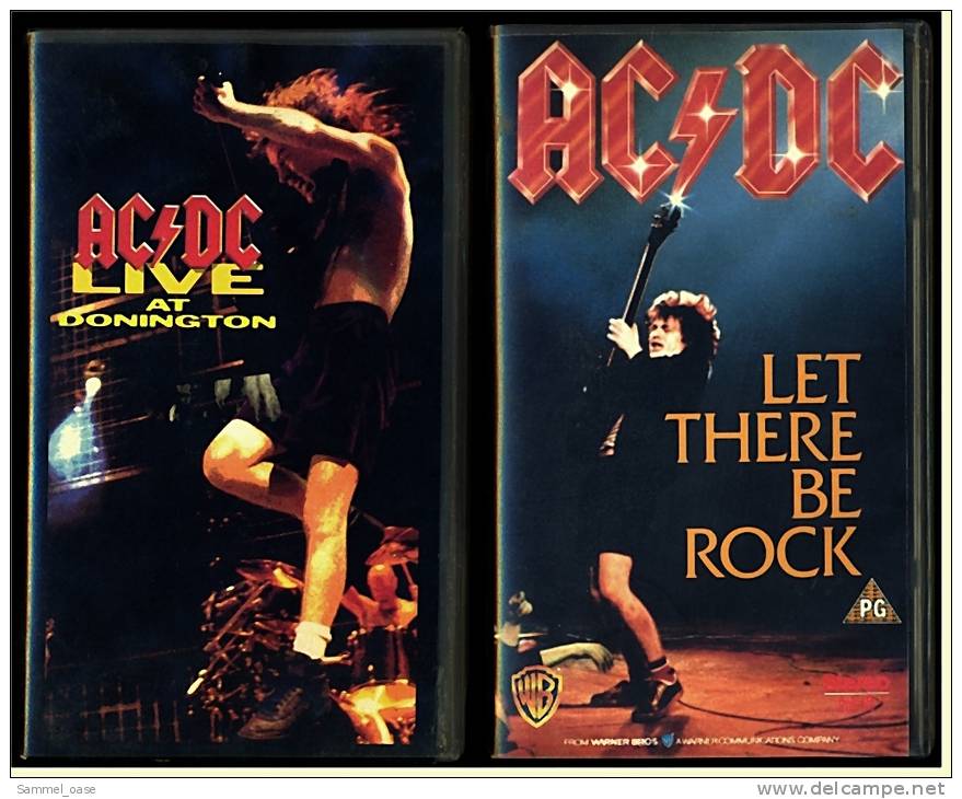 2 X VHS Musikvideo  AC/DC : Let There Be Rock +  Live At Donington   ,  Von 1988 + 1992 - Concert & Music